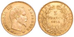 World Coins - Napoleon III Gold - 5 francs or - 1855 A Paris - 1346 examples