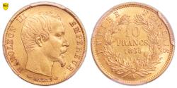 World Coins - Napoleon III Gold - 10 Francs Or - 1855 A Paris - small-diameter - PCGS AU 58