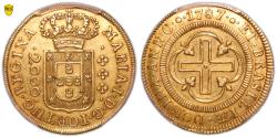 World Coins - Brazil Gold 2000 REIS - 1787 - PCGS AU 55 - 1500 examples