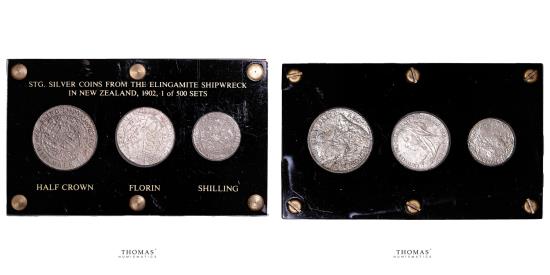 World Coins - Great Britain set 3 coins - Half crown - florin - shilling display