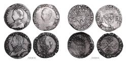 World Coins - Charles IX - Henry III Lot of 4 coins - Testons and 1/2 Franc