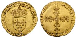 World Coins - Charles IX Gold - Écu d'or au Soleil - Type 1 - 1567 E Tours - 4661 examples