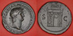 Ancient Coins - NERO (54-68 AD) - SESTERTIUS - IMPRESSIVE COIN - TRIUMPHAL ARCH - ARCUS NERONIS - inter duos lucos - in the ASYLUM