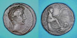 Ancient Coins - AUGUSTUS (27BC - AD14) silver tetradrachme - ANTIOCHIA - TYCHE and ORONTES - 2 BC - gVF - old silver patina - APPEALING COIN