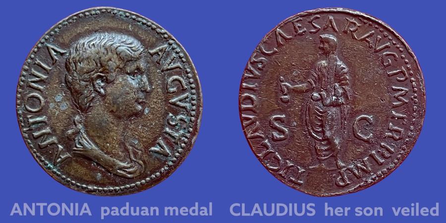 Ancient Coins - ANTONIA (36 BC - AD 37) PADUAN MEDAL - mother of Claudius - COPY of a DUPONDIUS - aEF - RARE