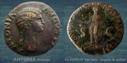 Ancient Coins - ANTONIA MINOR (36 BC- 37 AD) - dupondious - mother of Claudius - her only bronze-portrait from the mint of Rome - VF/aVF