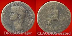 Ancient Coins - DRUSUS MAJOR (39-9 BC) - SESTERTIUS - NCAPR-countermark aVF/F - RARE