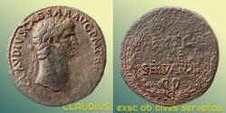 Ancient Coins - CLAUDIUS (41-54 AD) - PORTRAIT-SESTERTIUS - Rome 41 AD - good portrait - VF - 1/3 of the coin shows a weak strike