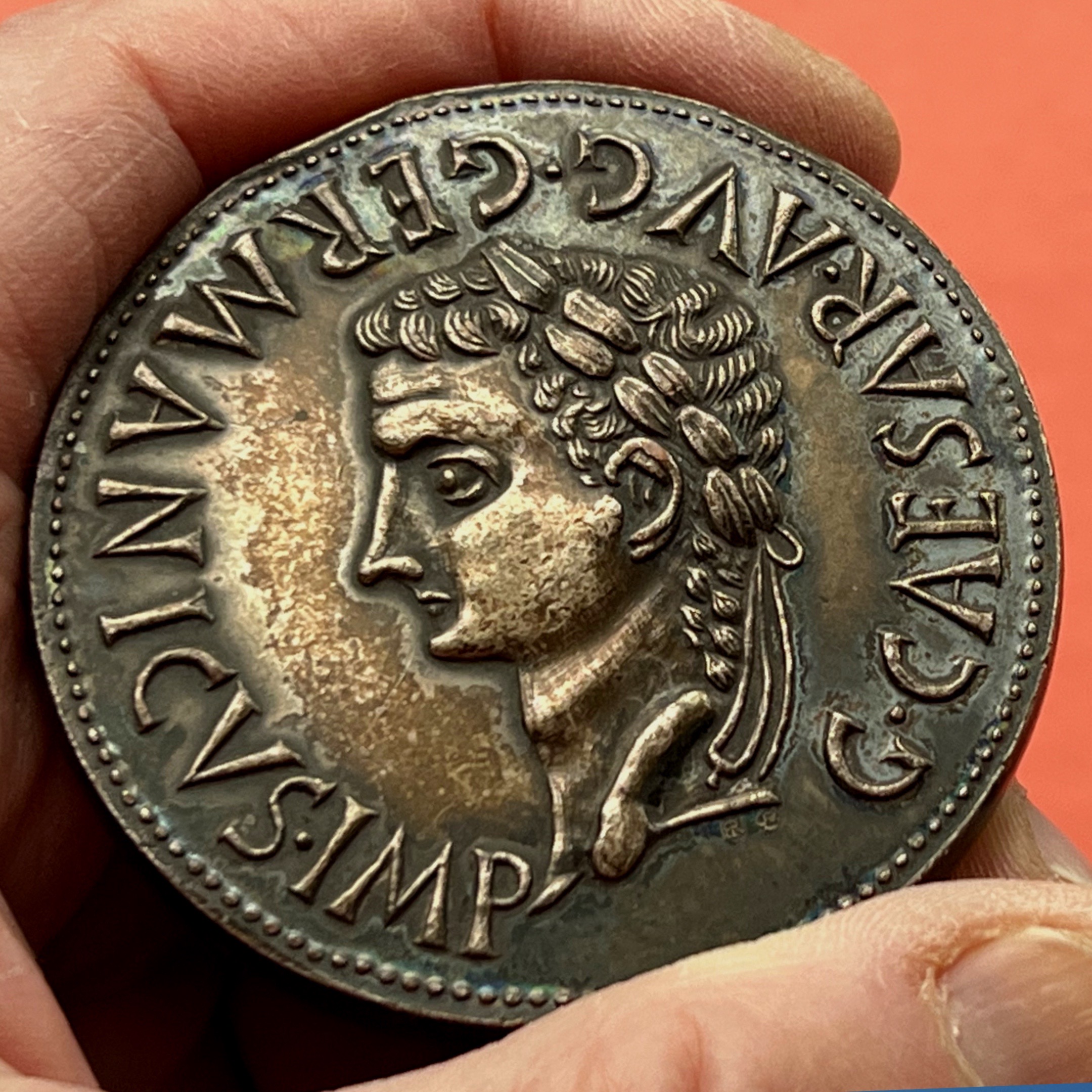 CALIGULA (37-41 AD) GIANT MODERN SILVER COPY - SPANISH