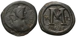 Ancient Coins - Justinian I (527–565 AD). Follis (40 Nummi). 528–532 AD. Nicomedia