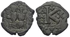 Ancient Coins - Justin II (565–578 AD). 1/2 Follis (20 Nummi). 575/576 AD (Year 10). Kyzikos
