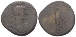 Ancient Coins - Hadrianus (117-138 AD).  Sestertius (bronze). 119 - 121 AD Rome. VF