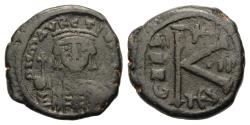 Ancient Coins - Mauricius Tiberius (AD 582–602). 1/2 Follis (20 Nummi). AD 588–589 (Year 7). Thessalonica