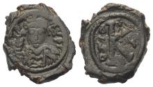 Ancient Coins - Mauricius Tiberius (AD 582–602). 1/2 Follis (20 Nummi). AD 593–594 (Year 5). Constantinople