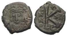 Ancient Coins - Mauricius Tiberius (AD 582–602). 1/2 Follis (20 Nummi). AD 594/595 (Year 13). Antioch (Theoupolis)