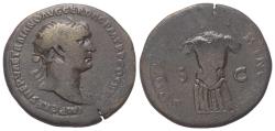 Ancient Coins - Traianus (98-117 AD). Dupondius (brass), 103-111 AD, Rome