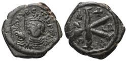 Ancient Coins - Mauricius Tiberius (582–602 AD). 1/2 Follis (20 Nummi). 588–589 AD. Kyzikos