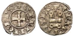 World Coins - Achaia Principality. Wilhelm of Villehardouin (1246 – 1278). Denar (Silver). Princeps type