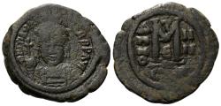 Ancient Coins - Mauricius Tiberius (582–602 AD). Follis (40 Nummi). 585–586 AD. Constantinople