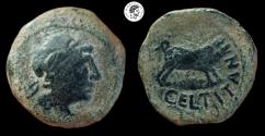 Ancient Coins - Celt-Iberian. Unit. 50 BC. AE. Peñaflor (Sevilla). Rare. Choice Extremely Fine.