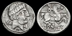 Ancient Coins - Spain, Turiasu AR Denarius. Early 1st century BC. Extremely Fine & Beautiful.