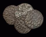 Ancient Coins - Lot of 4 BI Dinar from the Kingdom of Castille and Leon. Alfonso X (1252-1284 AD). "Six Line Dinar". VF to aEF. Sold as is.