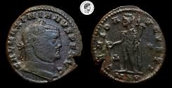 Ancient Coins - GALERIUS. AE Follis. Cyzicus mint. 305-311 AD. Dark brown patina. VF.