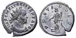 Ancient Coins - Tacitus Silvered Æ Radiate. Gaul, AD 275. Near Extremely Fine.