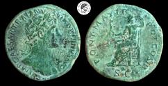 Ancient Coins - Hadrian, 117-138 AD. Sestertius (Orichalcum). Attractive green patina. VF.