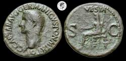 Ancient Coins - Caligula Æ As. Rome, AD 37-38. Near Very Fine. Nice Green Patina.