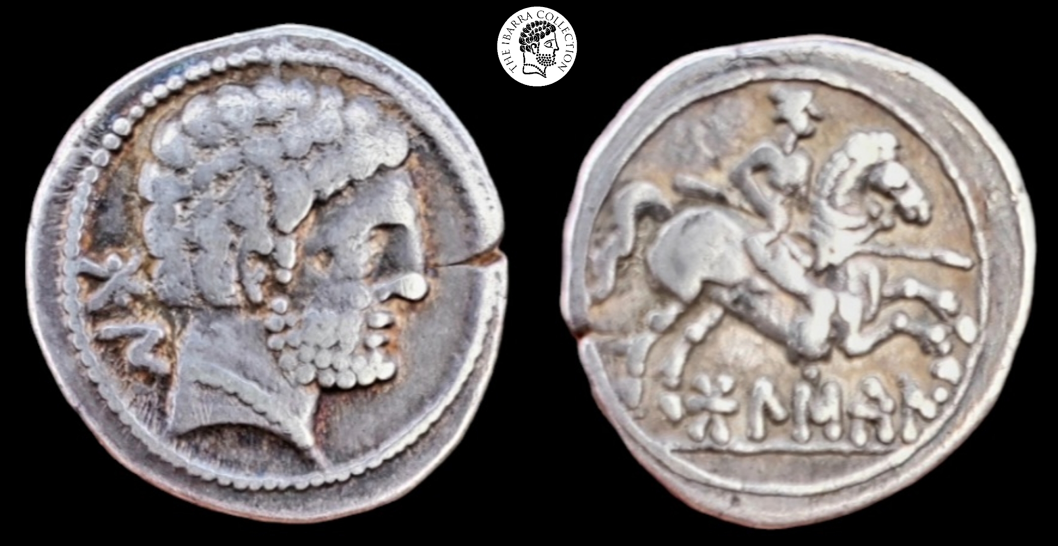 Iberia, Bolskan. Ca. 150-100 B.C. AR denarius. Very Fine, nicely toned.