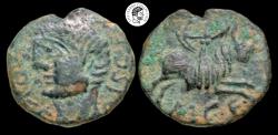 Ancient Coins - Iberia, Kastilo. Early 1st century B.C. AE as. VF, green and brown patina.