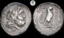 Ancient Coins - EPEIROS, Federal coinage (Epirote Republic). Circa 148-50 BC. AR Drachm. Iridescent tone, weakly struck. Very Fine.
