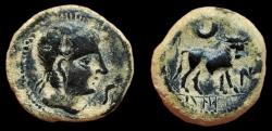 Ancient Coins - SPAIN, Castulo. 2nd century BC. Celtiberian. Semis AE. Extremely Fine & Scarce!