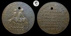 World Coins - FRANCE, Premier Empire. Napoléon I. 1804-1814. Æ Jeton. Napoléon on Elba. By Thomas Kettle. Dated 31 March 1814. Brown surfaces. Small hole. Very Fine.