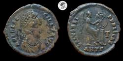 Ancient Coins - Aelia Flaccilla, AE23 Follis. Antioch mint, 379-386 AD. Tooled. Very Fine & Rare.