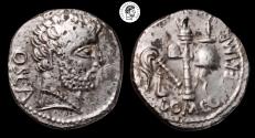 Us Coins - Cn. Domitius Calvinus. AR Denarius 39 BC. EF. Rare! Comes with COA from David R Sear.