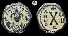 Ancient Coins - Maurice Tiberius. 582-602 AD. Decanummium. AE Theoupolis (Antioch). aVF.