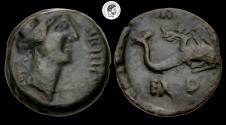 Ancient Coins - IBERIA, Carteia. 1st century BC. Æ Quadrans. Nice green-brown patina. Very Fine.