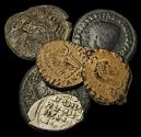 Ancient Coins - Lot of 6 Coins. 4 Roman Imperial ancient AE coins, 1 Greek ancient AE coin and 1 Ivan The Terrible AR wire kopek. Fine to aVF. Check it out! Sold as is.