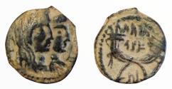 Ancient Coins - Nabataean Kingdom. Aretas IV, with Shaqilat, 9 BC-AD 40. AE 19mm (3.54 gm). Petra mint. Circa 20-40. Meshorer 114