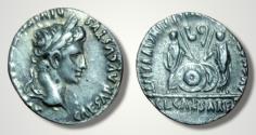 Ancient Coins - AUGUSTUS AR DENARIUS, 2 BC-AD 12, LUGDUNUM. C L CAESARES. Extremely Fine. Beautiful Augustus AR denarius 2 BC-AD 12, Lugdunum.