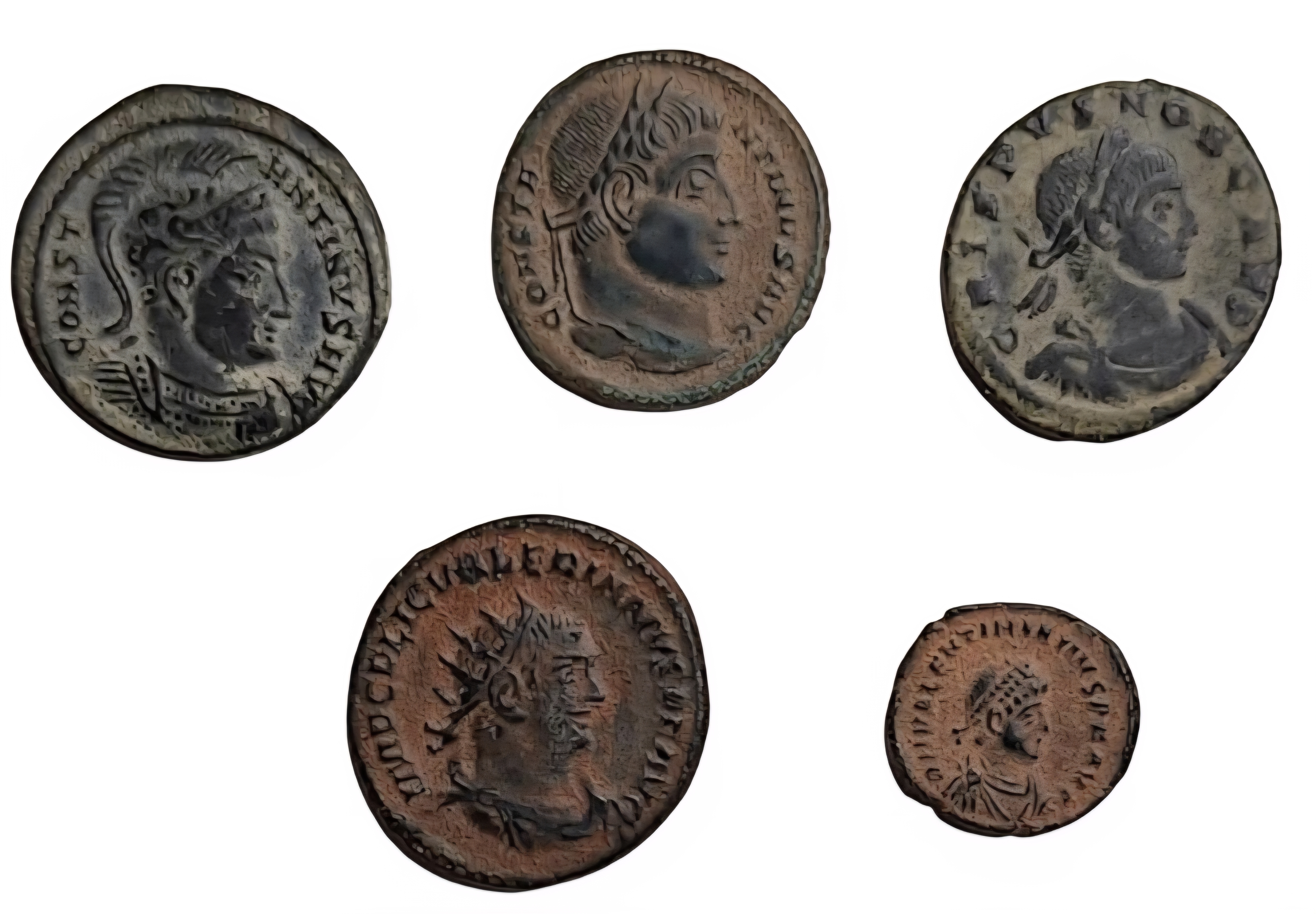 Lot of 5 AE Ancient Roman Coins. Very Fine Quantity. Sold as is.