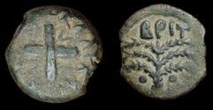 Ancient Coins - Judaea, Antonius Felix, Roman procurator under Claudius. Æ prutah, 52-59 AD. struck 54 AD in Jerusalem. VF