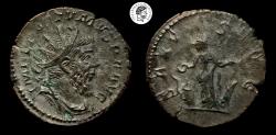 Ancient Coins - Postumus AR Antoninianus. Treveri mint. 260-269 AD. Nicely toned with deposits. VF.