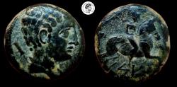 Ancient Coins - Celt-Iberian KESE, TARRAGONA. AE. Unit. 2nd century BC. Beautiful Patina. Very Fine. Rare.