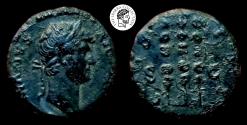 Ancient Coins - Hadrian AE Quadrans. Rome mint. AD 134-138. aVF.