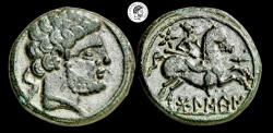 Ancient Coins - Spain, Bolskan (Huesca). As. Æ Unit. 150-100 BC. Nice green glossy patina. aEF.