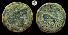 Ancient Coins - Celt-Iberian, Bolskan (Osca) Æ 24mm. Circa 150-100 BC. Very Fine & Rare. An unusual bust type bolskan.