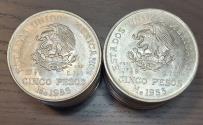 World Coins - Lot of 21 Mexico Silver 5 Pesos Hidalgo (1953) VF Avg Circ.